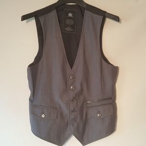 Rock & Republic Mens Medium Black Gray Pinstripe